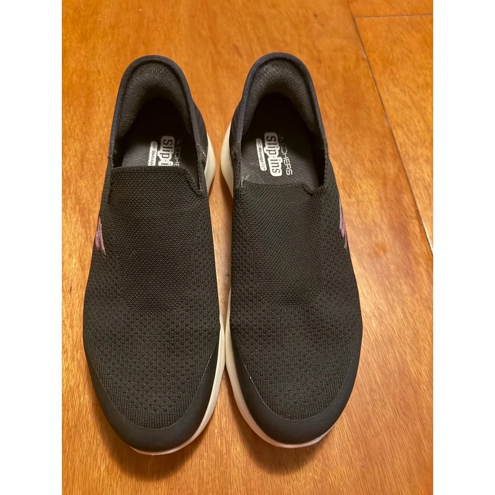 Skechers Slip-ins Go Walk Massage Fit Black Purple Walking Shoes Sneaker